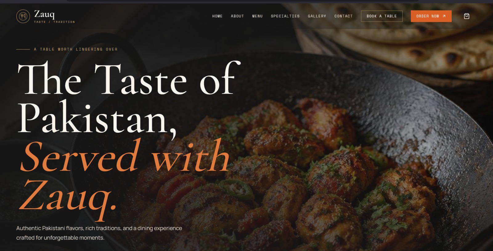 Zauq website homepage